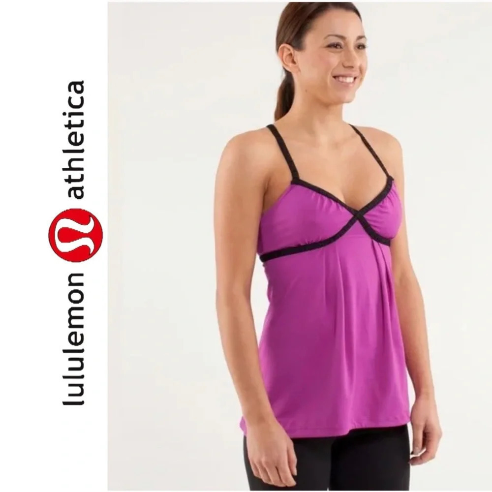 🛍️3/$40 Lululemon Dance Strap Yoga Tank Top Sonic Pink Grey Size 6